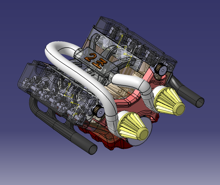 V6 Engine drawing 3DEXPERIENCE Edu